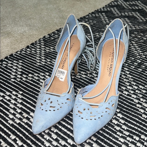 Christian siriano light blue pumps lace up - Picture 1 of 6
